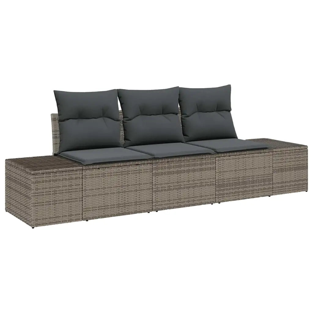 Set Divano da Giardino 3 pcs Grigio polyrattan