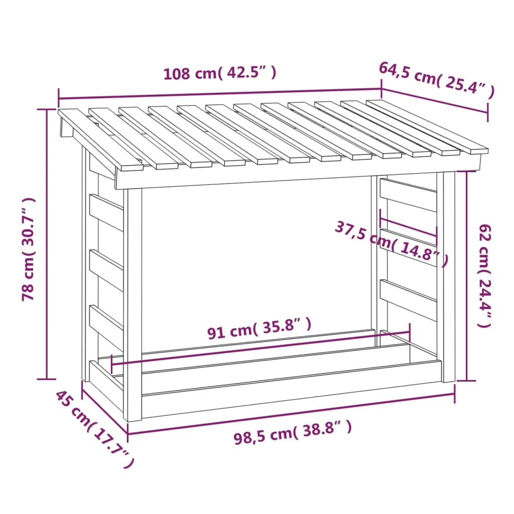 Portalegna portalegna organizer portaoggetti 108 x 64,5 x 78 cm legno di pino naturale 02_0045108