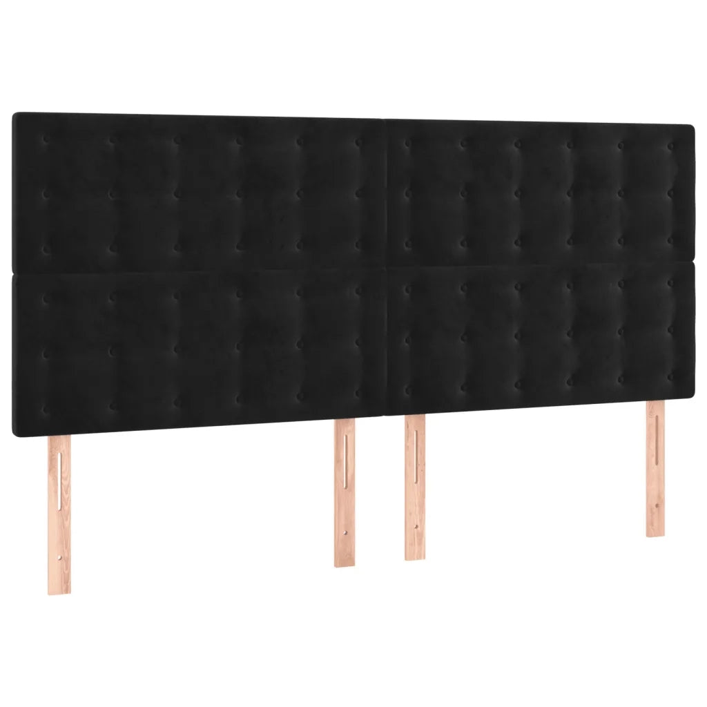 Testiera a LED Nera 200x5x118/128cm in Velluto 3122926