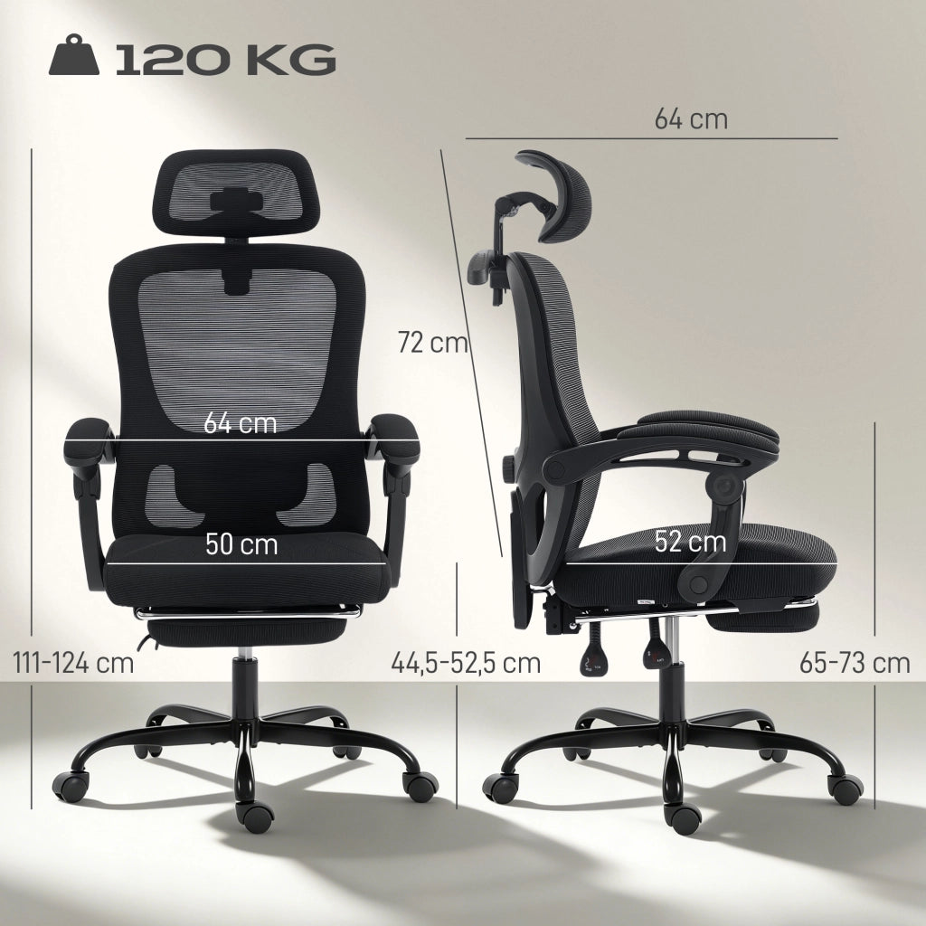 Sedia da ufficio ergonomica con rete ¨C Zephmum ¨C 64x64x124 cm, nero
