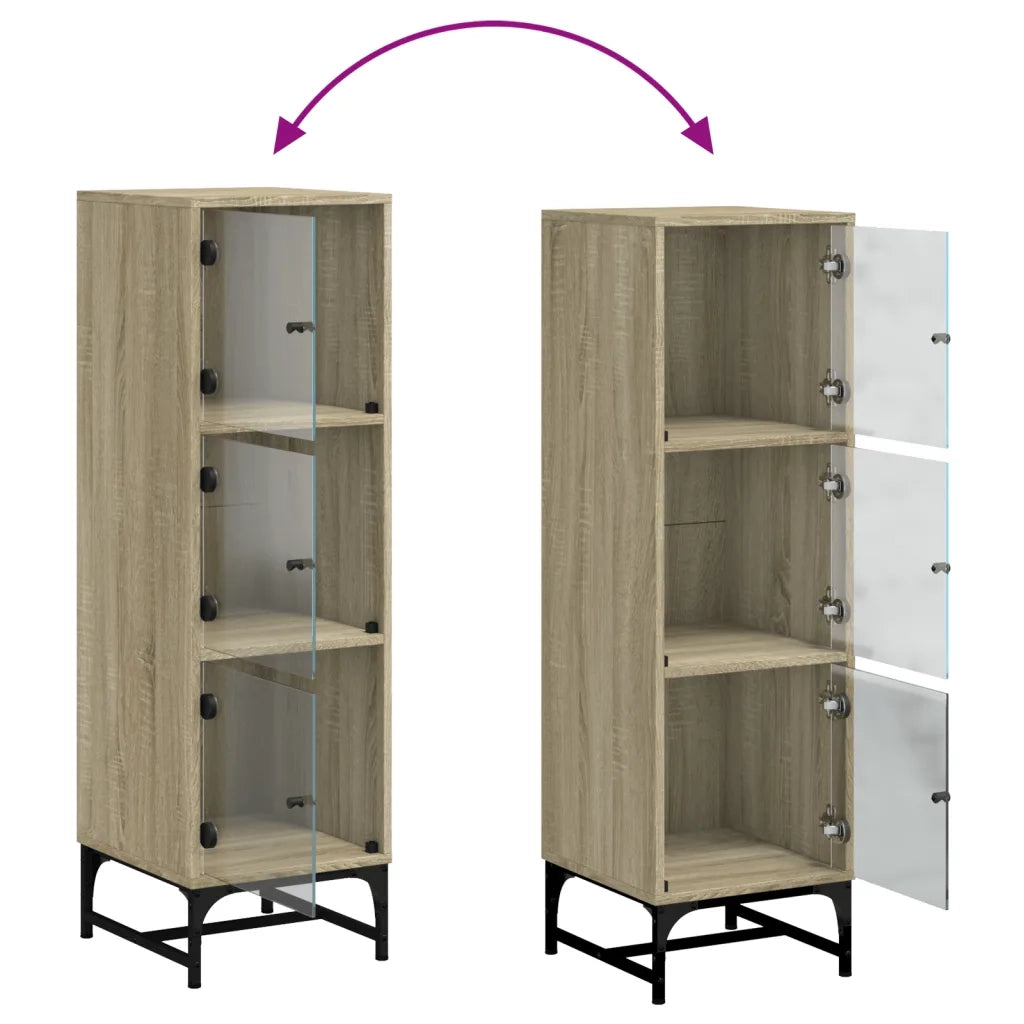 Credenza con Ante in Vetro Rovere Sonoma 35x37x120 cm 836562