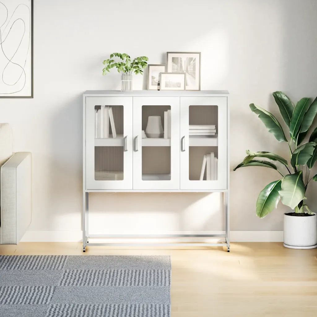 Credenza Bianca 100,5x39x107 cm in Acciaio Laminato a Freddo 853409