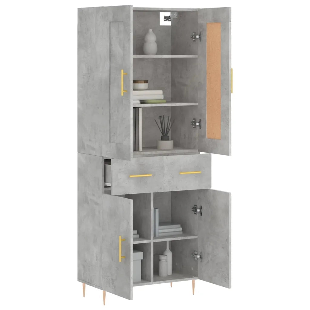 Credenza-Buffet-Armadio da cucina Grigio Cemento 69,5x34x180 cm in Legno Multistrato 182264