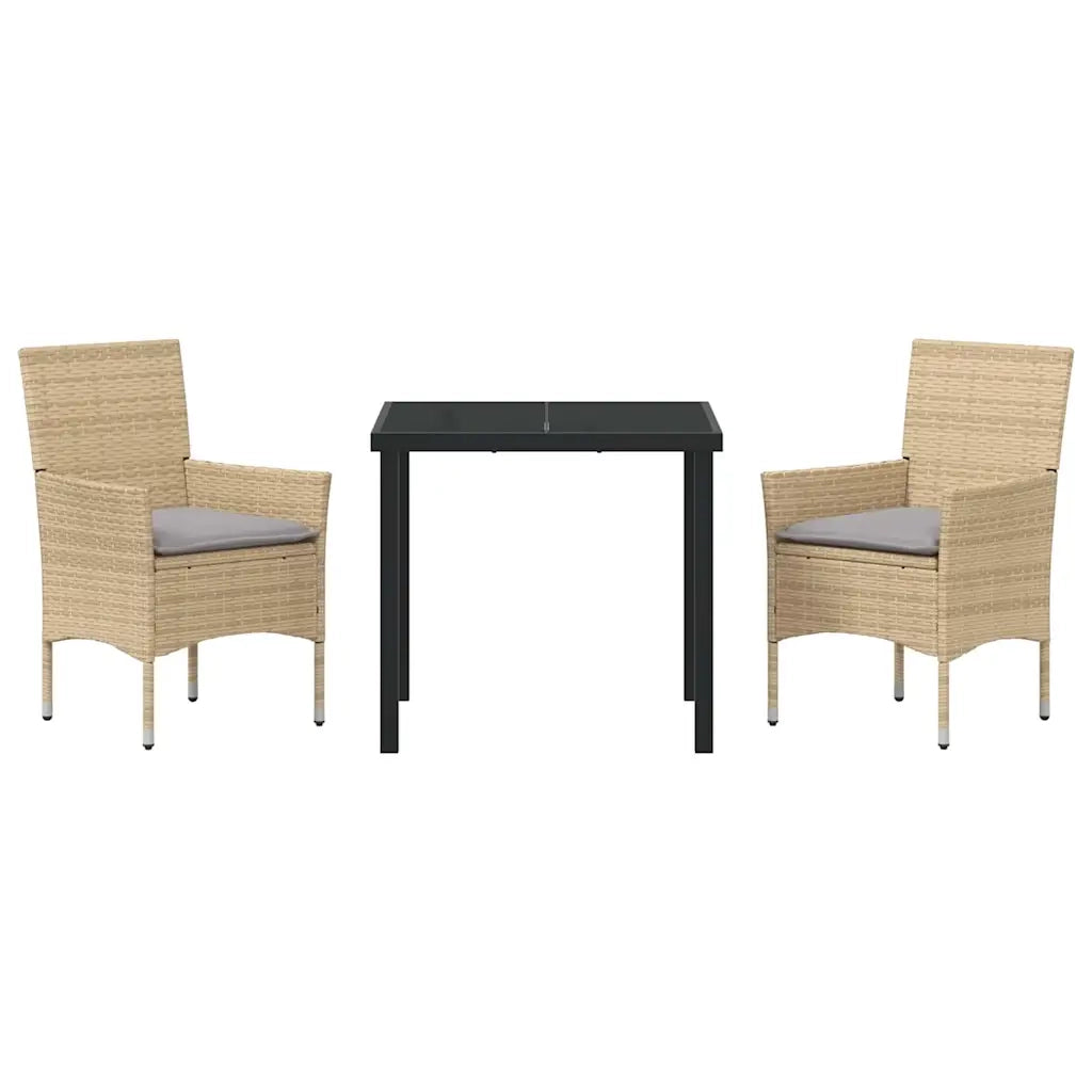 Set da Pranzo per Giardino con cuscino 3 pcs Beige polyrattan 3379793