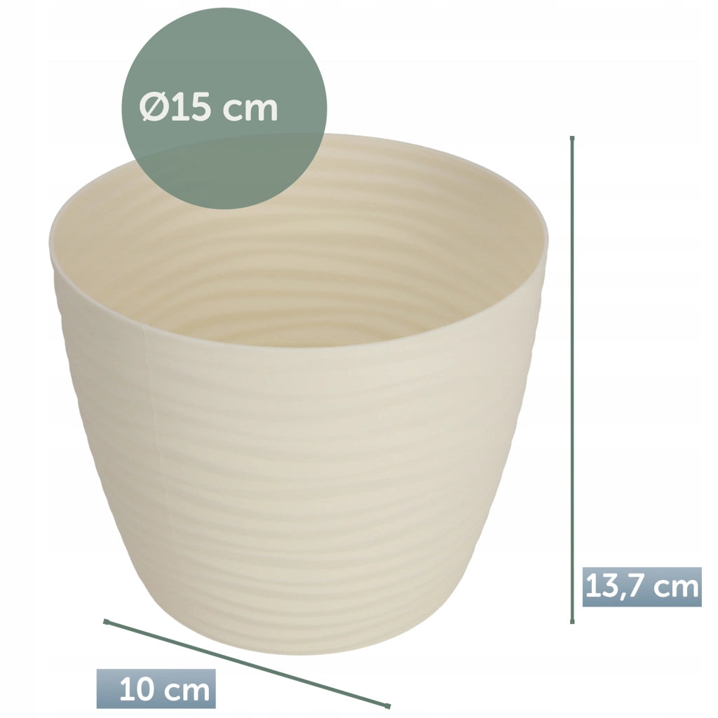 Vaso da fiori KADAX rotondo da 15 cm in plastica color crema