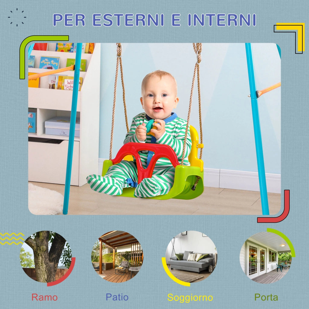 EasyComfort Altalena per Bambini 9-36 Mesi in PP e PE con Corda Regolabile e Cintura, 42x33x120-180 cm