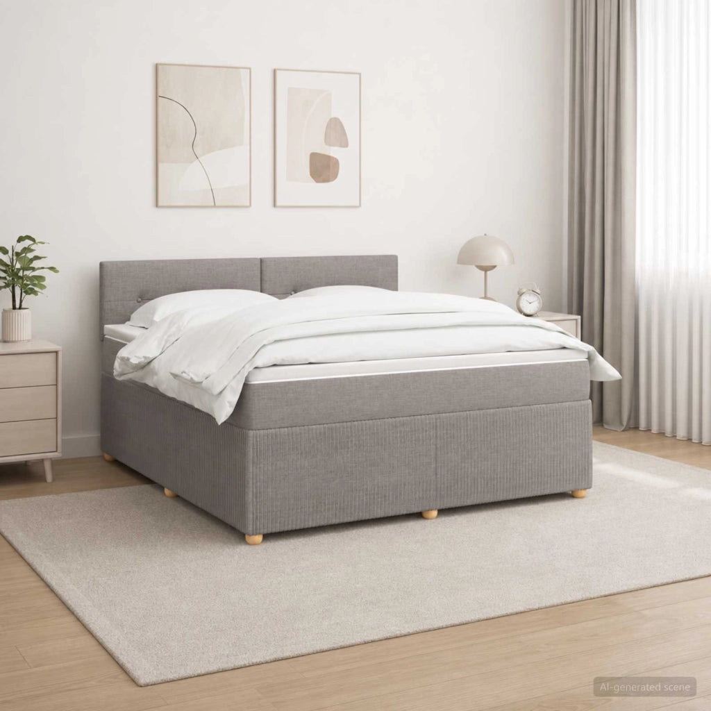 Letto box spring con materasso Tortora 140 x 200 cm Tessuto 3451486