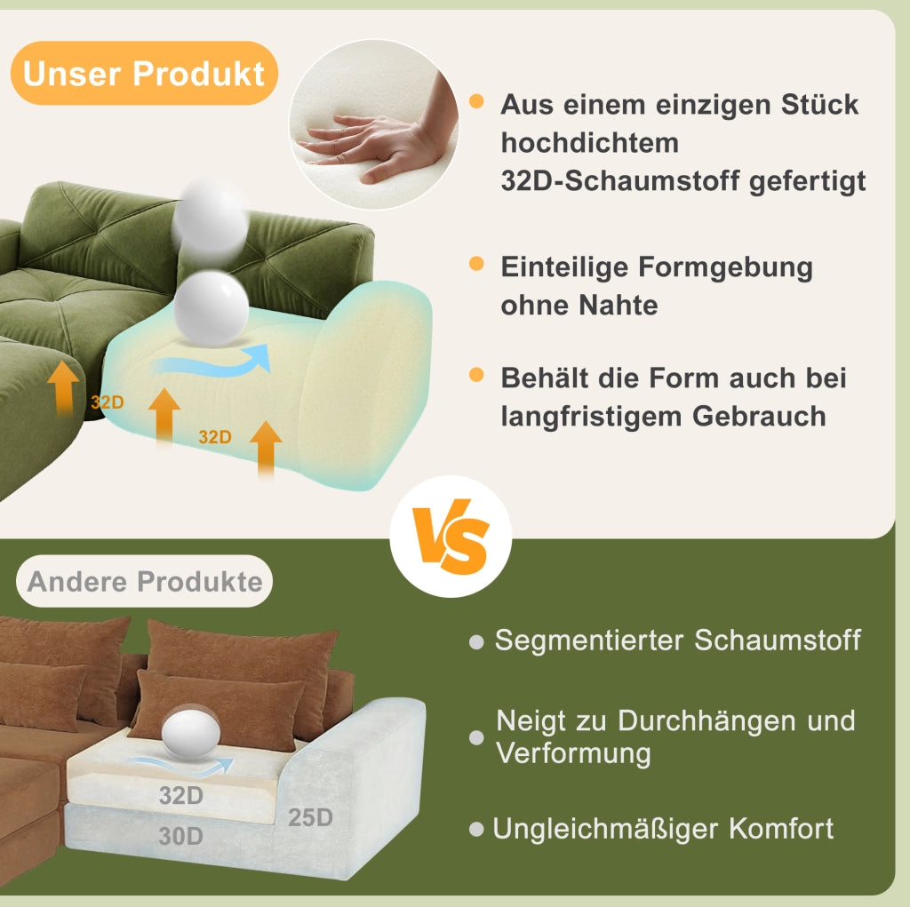 Pouf Elowin in Chenille Verde con Design Ergonomico e Struttura Robusta