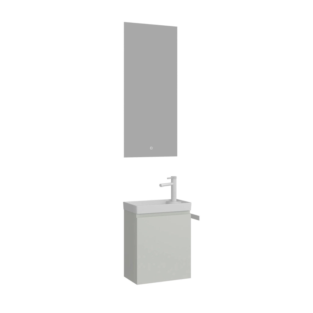 Set mobile lavabo con specchio (2 pezzi) "Ferla 40" - 40 x 22 x 50 cm - Cashmere opaco