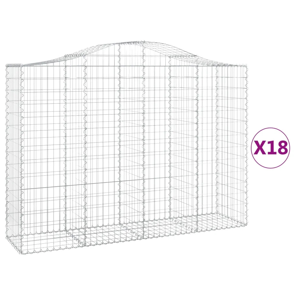 Cesti Gabbioni ad Arco 18 pz 200x50x140/160 cm Ferro Zincato 3145696
