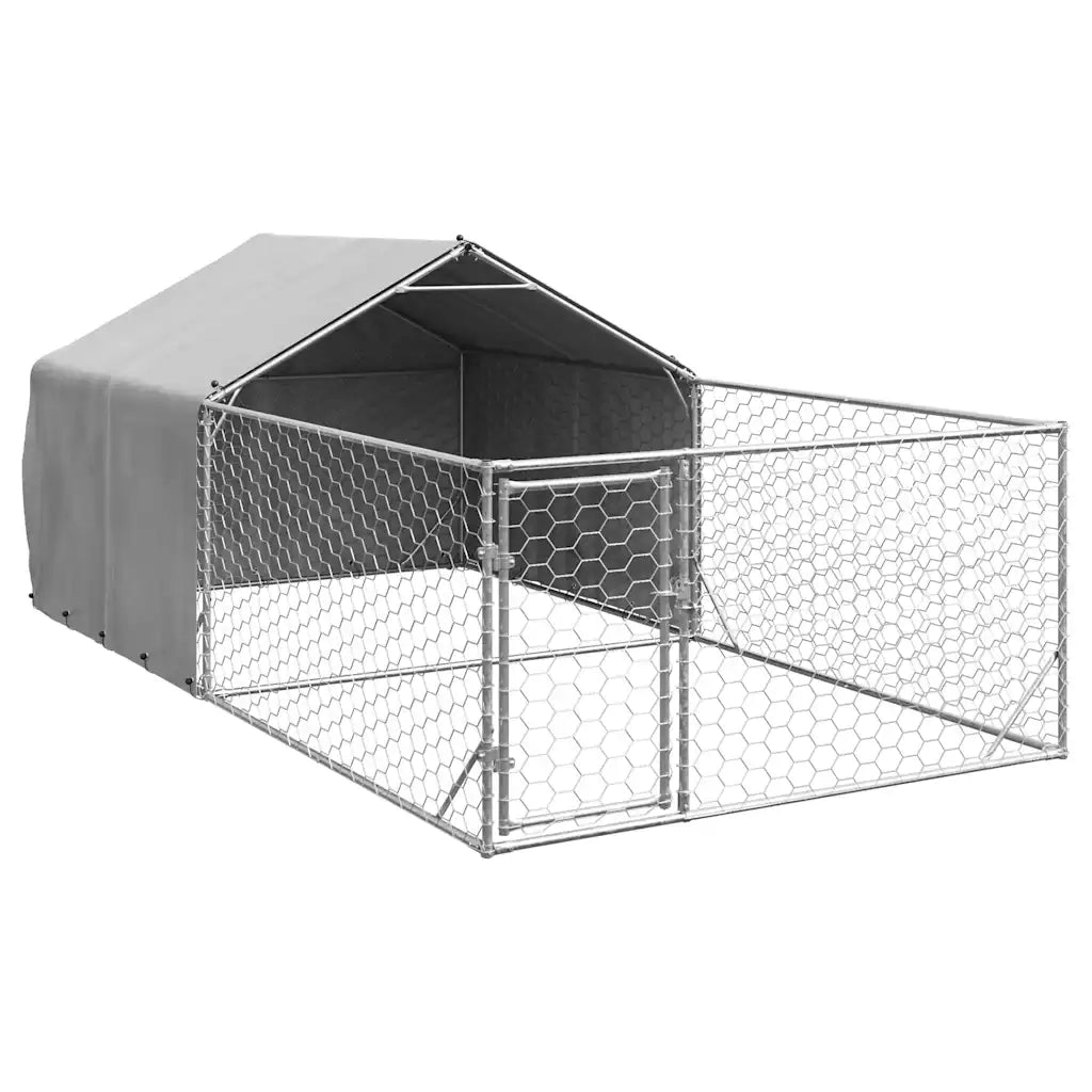 Cuccia per Cani da Esterno con Recinto 5x2x1,5m Acciaio Zincato CFW7238200