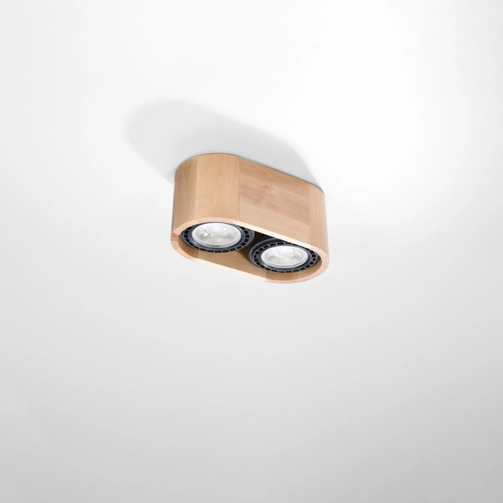 Faretto soffitto legno chiaro ovale doppio 2xGU10 10W
