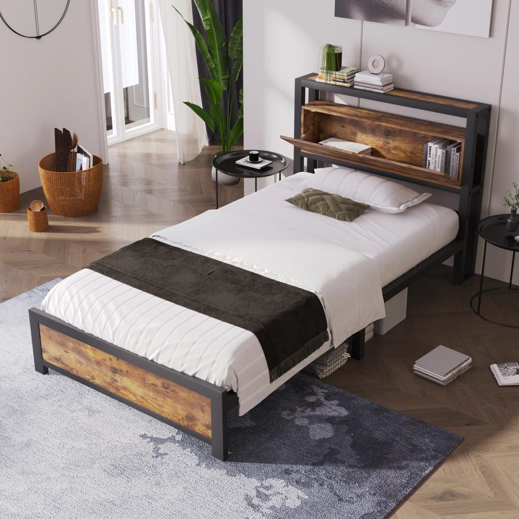 Letto Contenitore Letto Matrimoniale con USB e LED 180×200 cm; senza Materasso; Tessuto Grigio