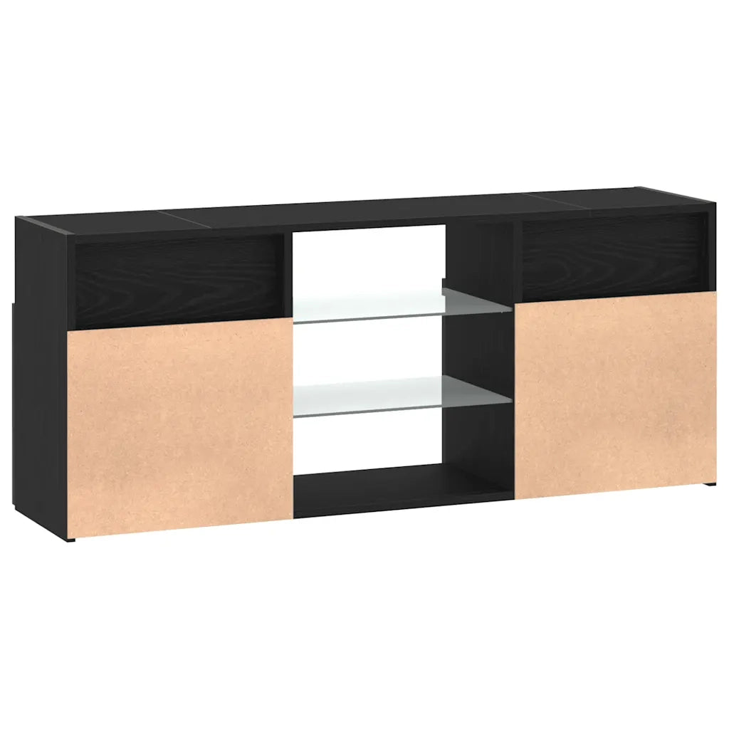 Mobile Porta TV con LED Rovere Nero 120x30x50 cm Multistrato 862035