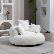 Sitzsack poltrona lazy in ciniglia beige 108x108x52 cm con schienale alto e braccioli