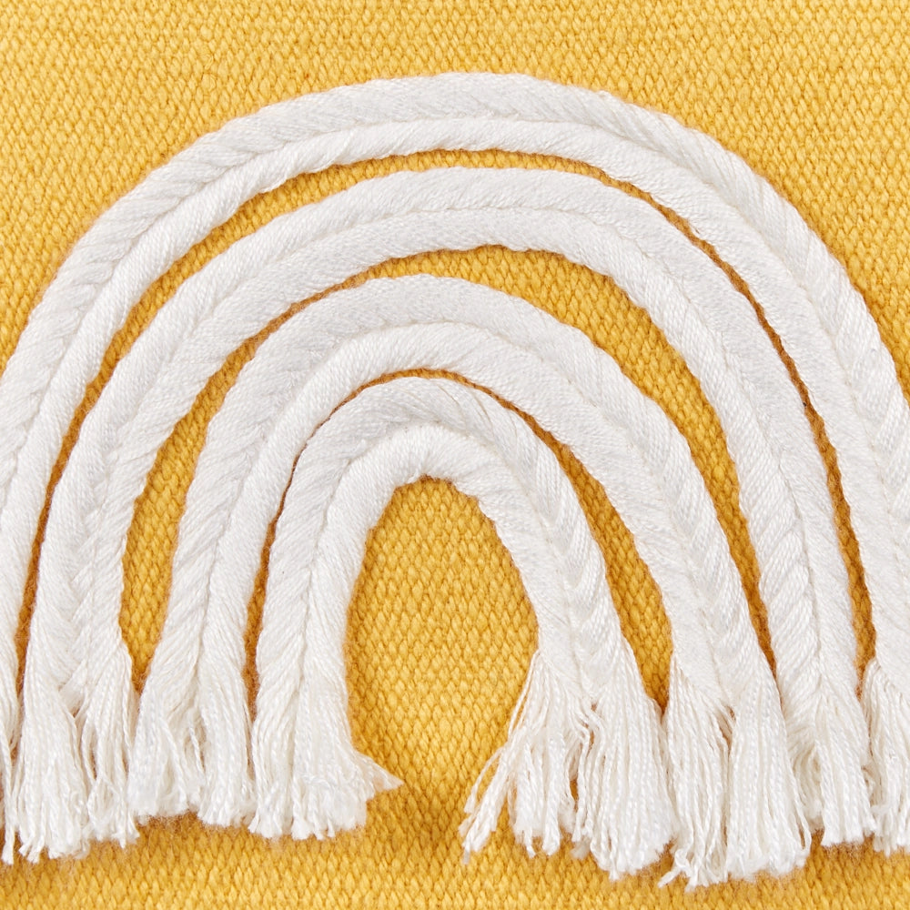 Set di 2 cuscini in cotone ricamato con motivo arcobaleno giallo 45 x 45 cm camera da letto cameretta