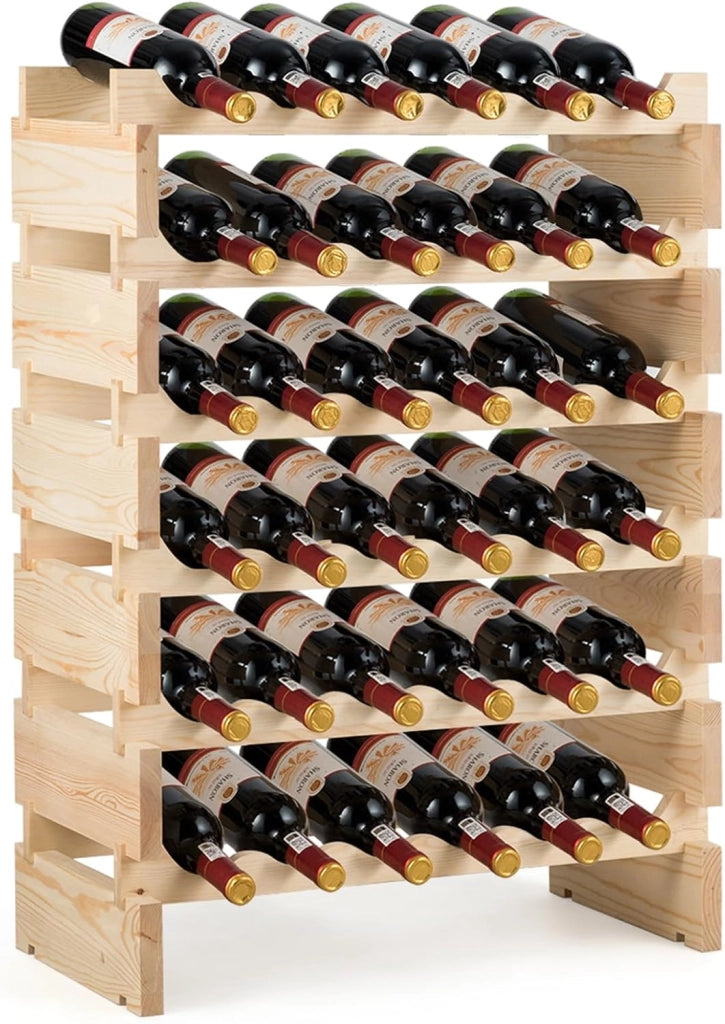 Cantinetta Portabottiglie Vino in Legno di Pino, Portabottiglie per Vino con 6 Ripiani, per 36 Bottiglie, per Cucina, Bar e Cantina (36 Bottiglie)