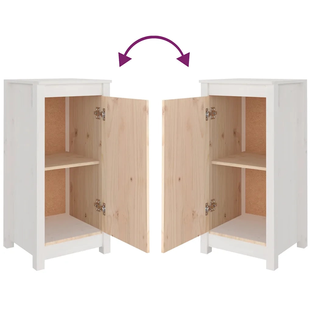 Credenze 2 pz Bianche 40x35x80 cm in Legno Massello di Pino cod mxl 25139