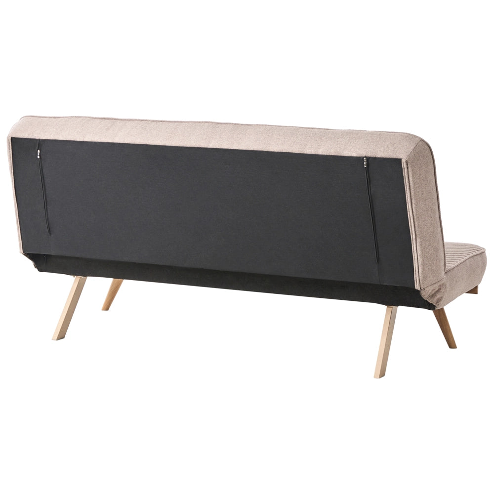 Divano letto Marrone Chiaro Rivestimento in tessuto Gambe in metallo 2 posti Seduta con schienale imbottito Design moderno Senza braccioli
