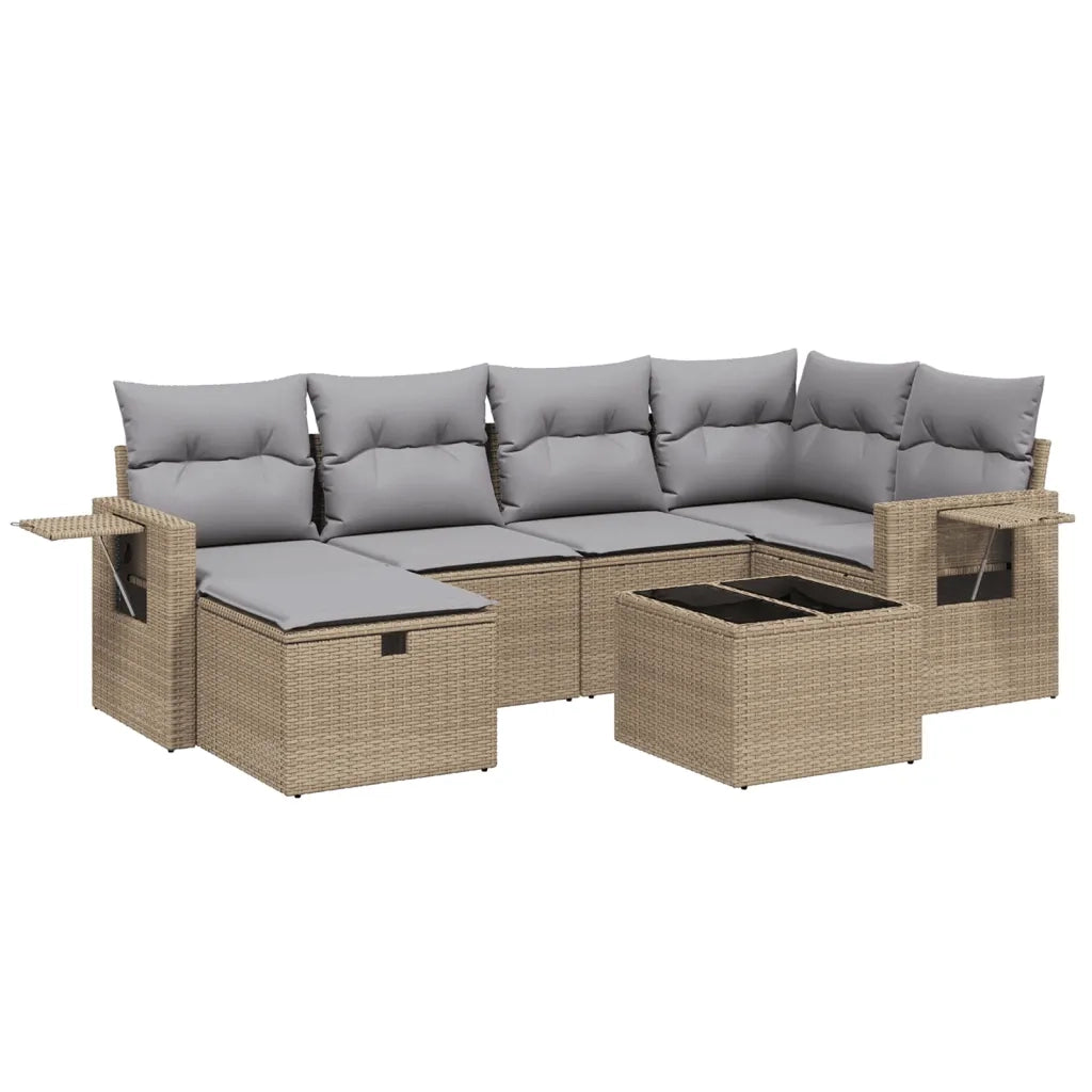 Set Divano da Giardino 7 pz con Cuscini Beige Misto Polyrattan 3263805