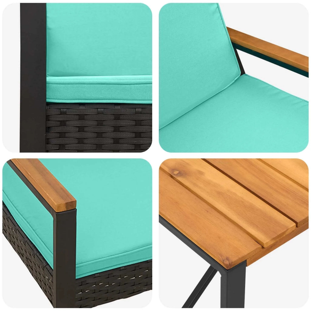 Set di Mobili da Esterno 3 pcs Nero e Turchese polyrattan 42025335
