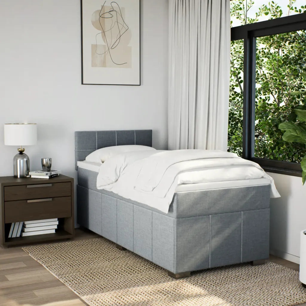 Giroletto a Molle con Materasso Grigio Chiaro 90x190 cm Tessuto