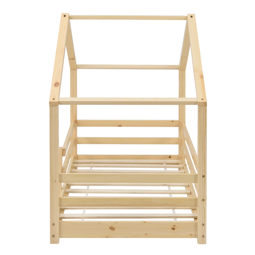 Letto per Cameretta Knätten a Casetta 70 x 140 cm con Sponde - Naturale [en.casa]