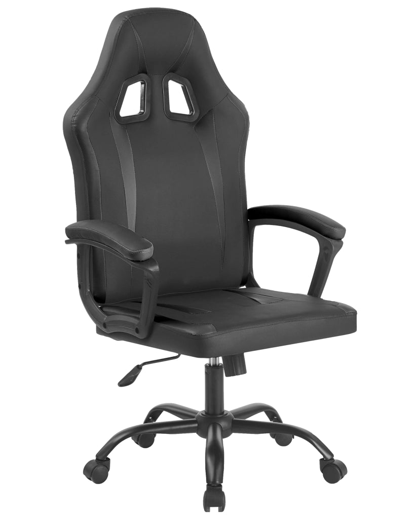 Sedia Gaming Adulto Professionale SimilPelle Reclinabile Con Braccioli Poltrona Ufficio Regolabile in Altezza Pistone Gas Gamer Portata 150 Kg Nero