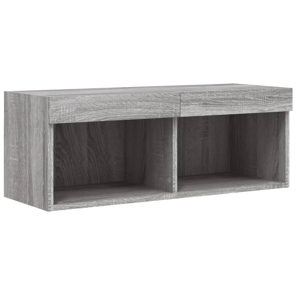 Mobile TV multimediale scaffale TV credenza mobile TV sala da pranzo soggiorno camera da letto con luci LED Sonoma 80 x 30 x 30 cm grigio 02_0026829