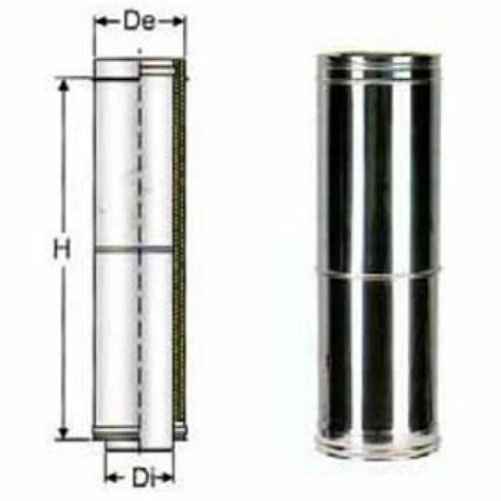 Elemento telescopico l.340-550 d .080 130 inox doppia parete b08x