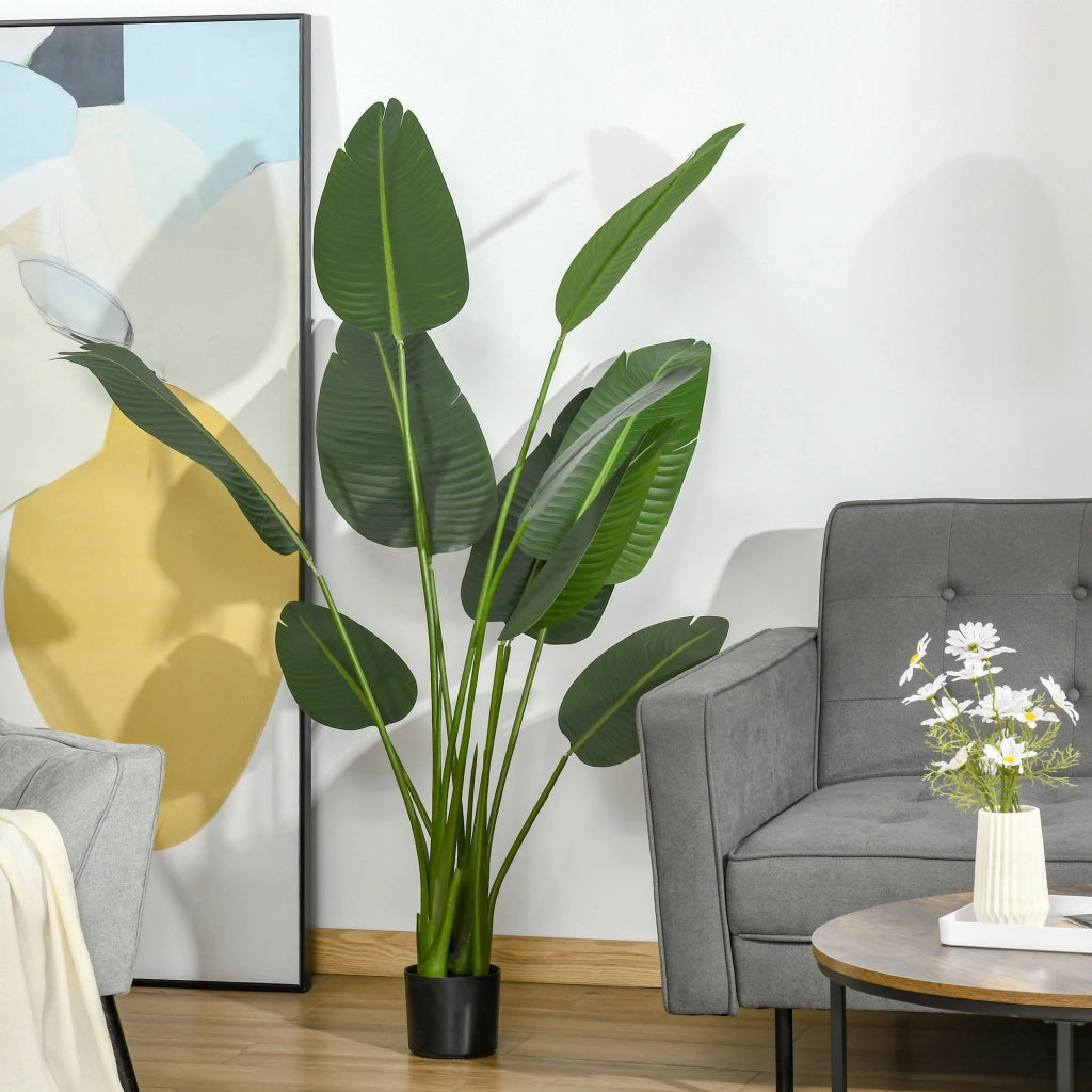 Albero di Banano Artificiale 160 cm ¨C zephmum ¨C Verde con Vaso e Foglie
