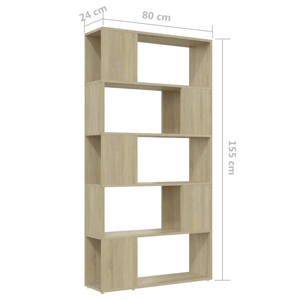 Libreria Divisorio Rovere Sonoma 80x24x155 cm in Truciolato