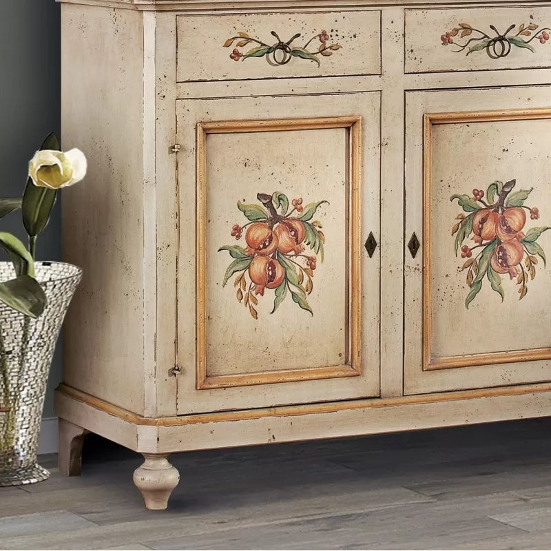 Madia credenza in legno provenzale laccata a mano 2 porte 112x49x98 (1416) - Mobili 2G