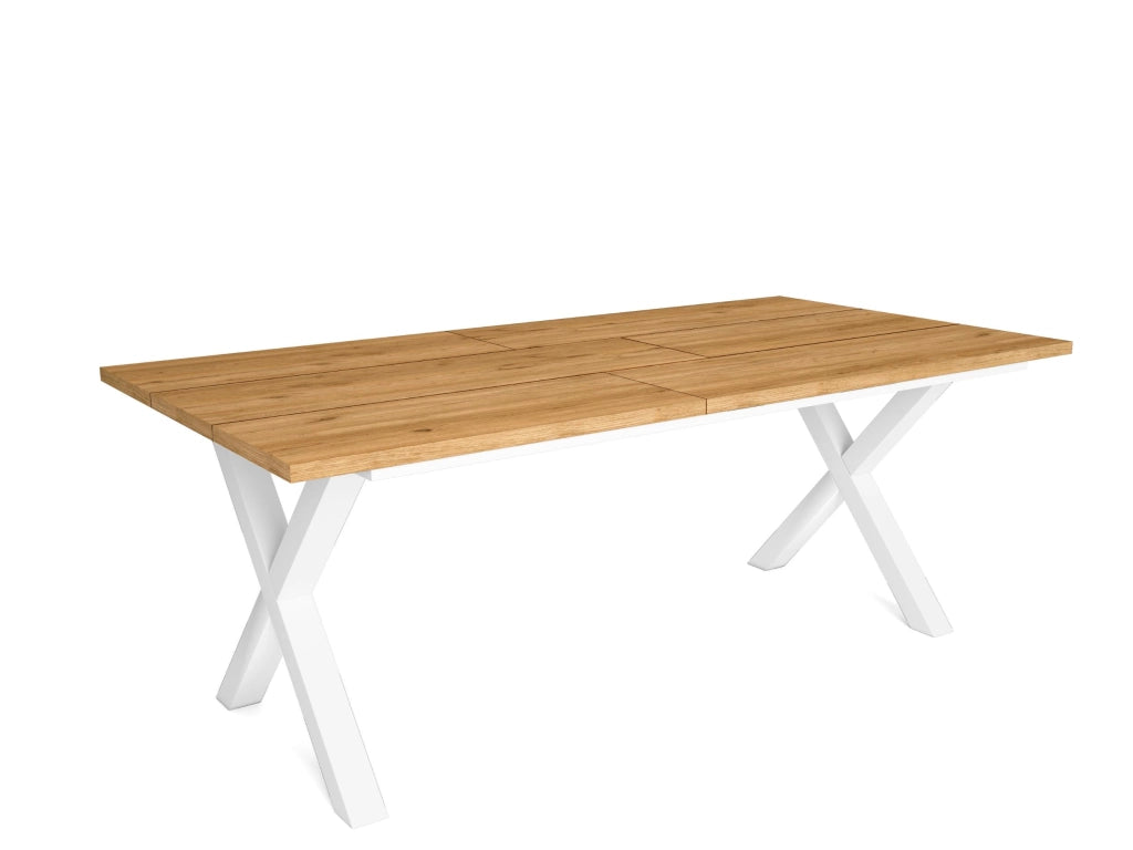 Tavolo da pranzo, 10 posti, 194x90x75cm, Robusto e stabile, struttura e gambe solide, colore Rovere RF1097
