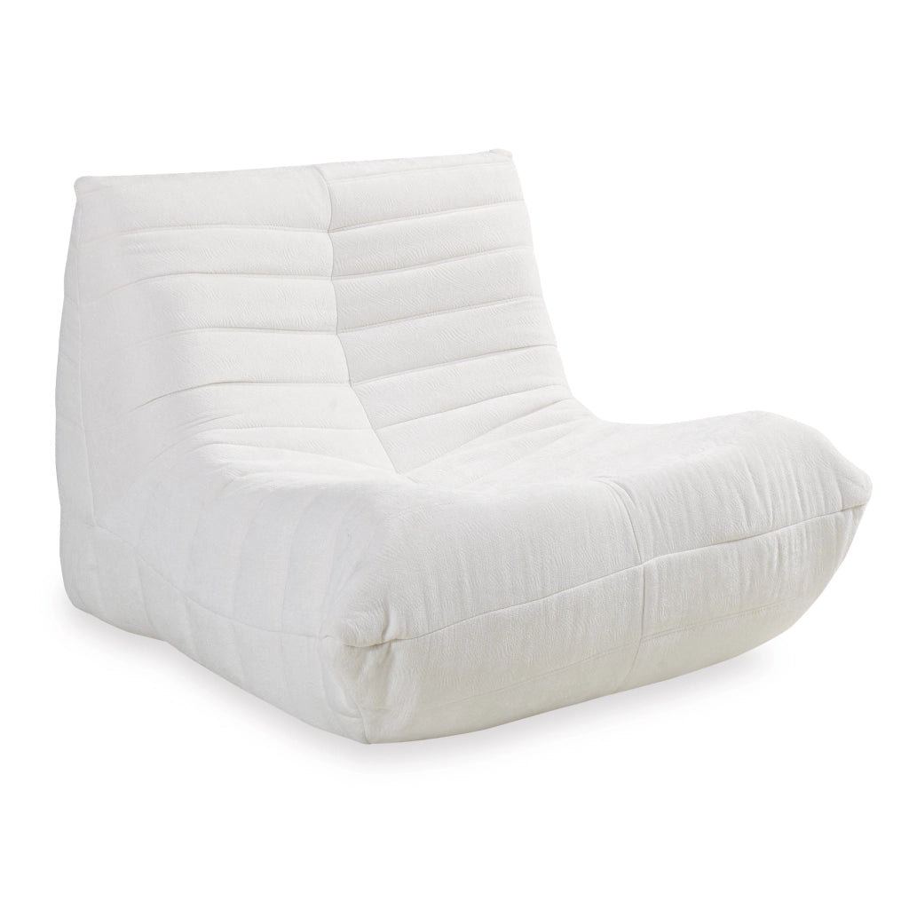 Poltrona Bassa Imbottita Kodsø con Rivestimento in Chenille 75x90x100 cm - Beige [en.casa]