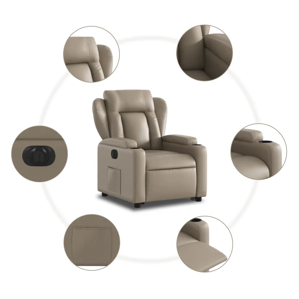 Poltrona Alzapersona Reclinante Elettrica Cappuccino Similpelle 3204564