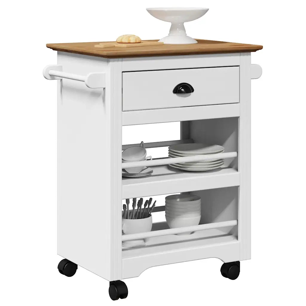 Carrello da Cucina BODO Bianco e Marrone 67,5x45x80 cm CFW9355089