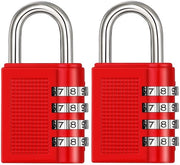 Sistema di chiusura per porta con combinazione a 4 cifre, slot per armadi, slot per cancelli (2 pezzi, rosso), resistente alle intemperie.