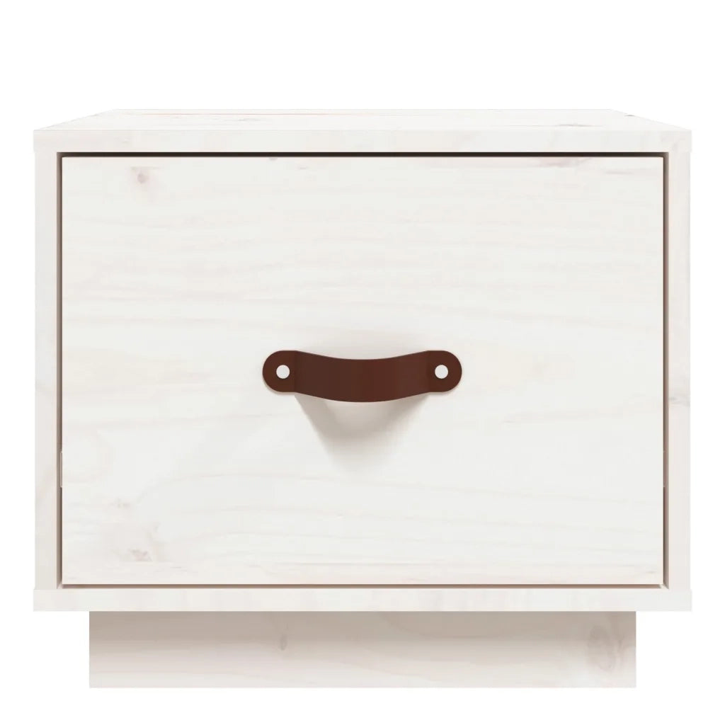 Comodino Bianco 40x34x35 cm in Legno Massello di Pino