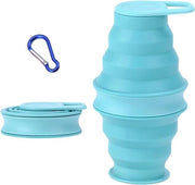 Ottimale Colla Waterfles Opvougbile con Karabina - Borsa d'Acqua Portatile per Escursionismo e Campeggio (Blu)