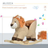 Dondolo per Bambini in Legno Leone in Peluche con Suoni