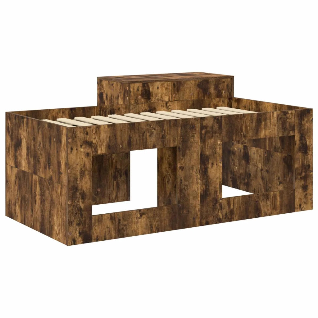 Letto alto per bambini con scrivania Rovere Fumo
