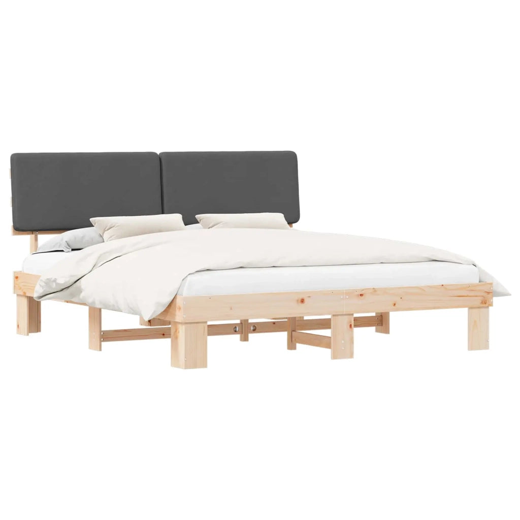 Letto matrimoniale | Letto per adulti | Letto con Testiera Rivestita Grigio scuro 180 x 200 cm