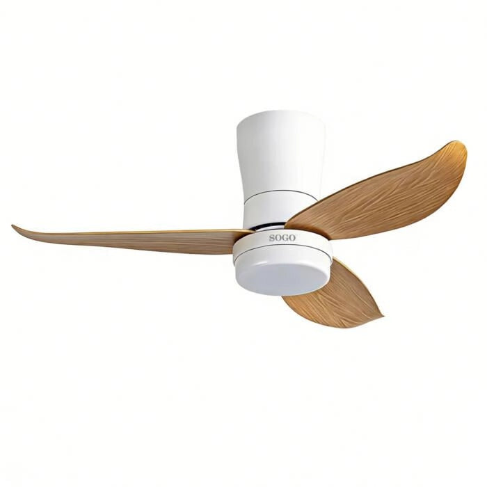 Ventilatore da soffitto 90 cm con luce LED 30W, 6 velocità, motore DC 18W, telecomando e timer - SOGO
