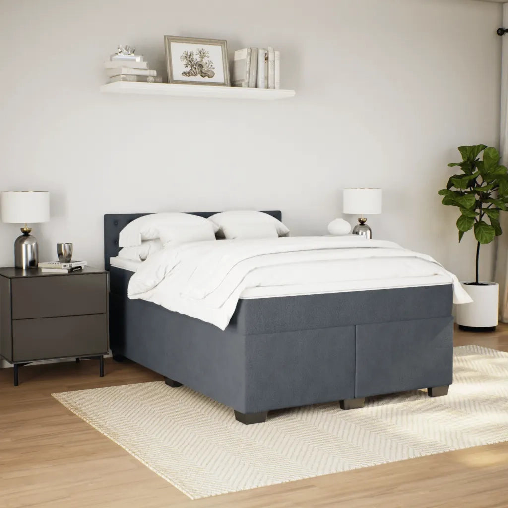 Giroletto a Molle con Materasso Grigio Scuro 140x190 cm Velluto 3286319