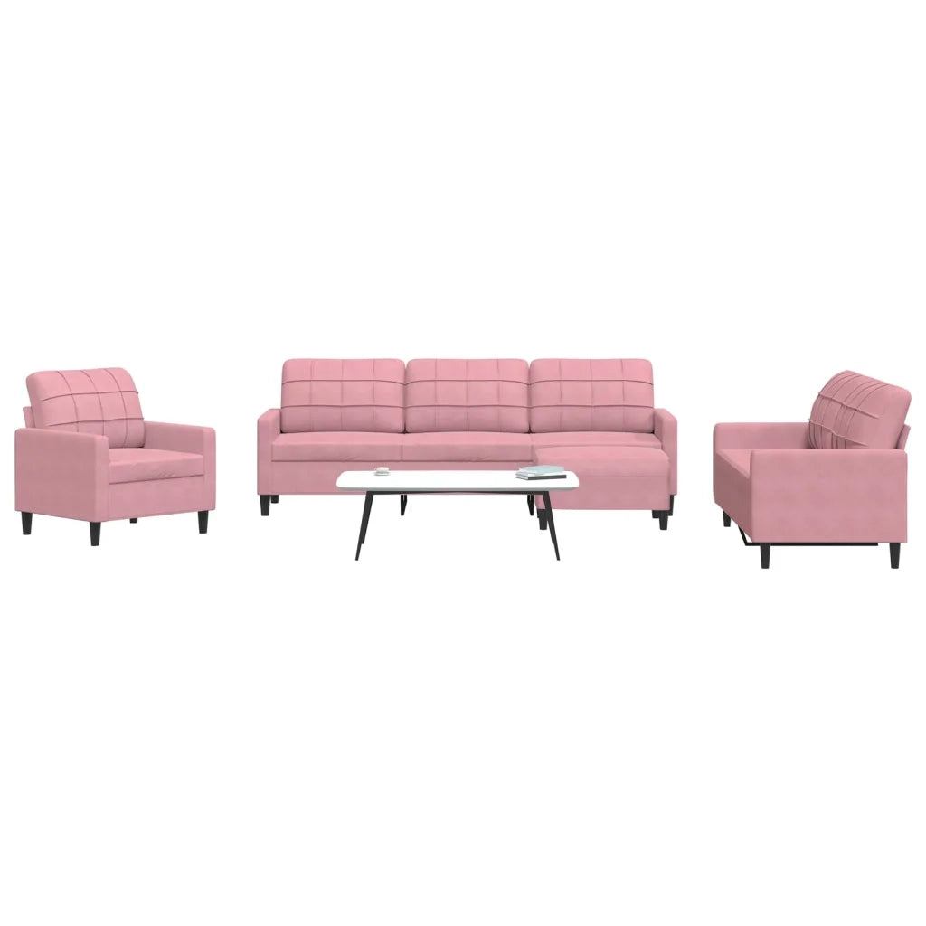 vidaXL Set di Divani 4 pz con Cuscini rosa in Velluto