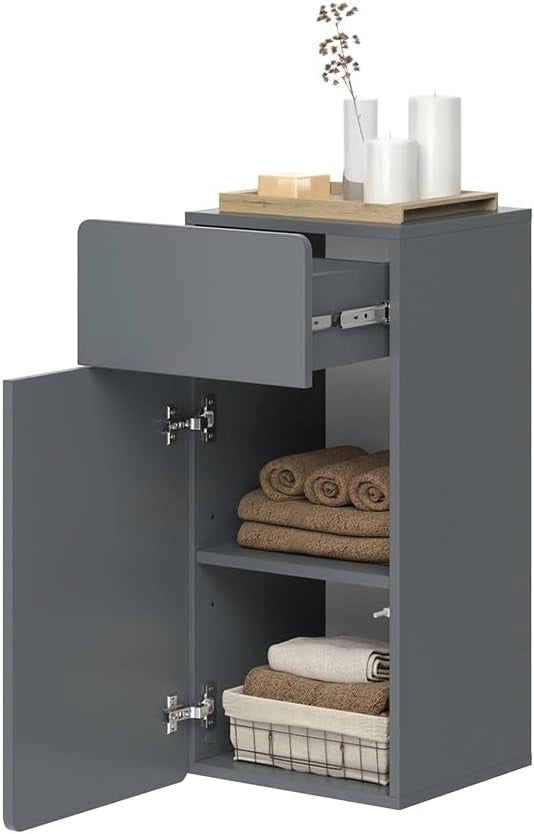 Mobiletto bagno Izan, Grigio, 36.6 x 76.6 cm, a parete, combinabile con altri mobili da bagno Izan