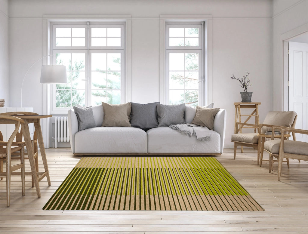Tappeto Arredo Moderno Morbido in Ciniglia Ingresso Antiscivolo Prodotto Italiano  Soggiorno Camera Salotto Disegni Piazzati Cotone Varie Misure Grande Neon/Verde - 65x175 cm