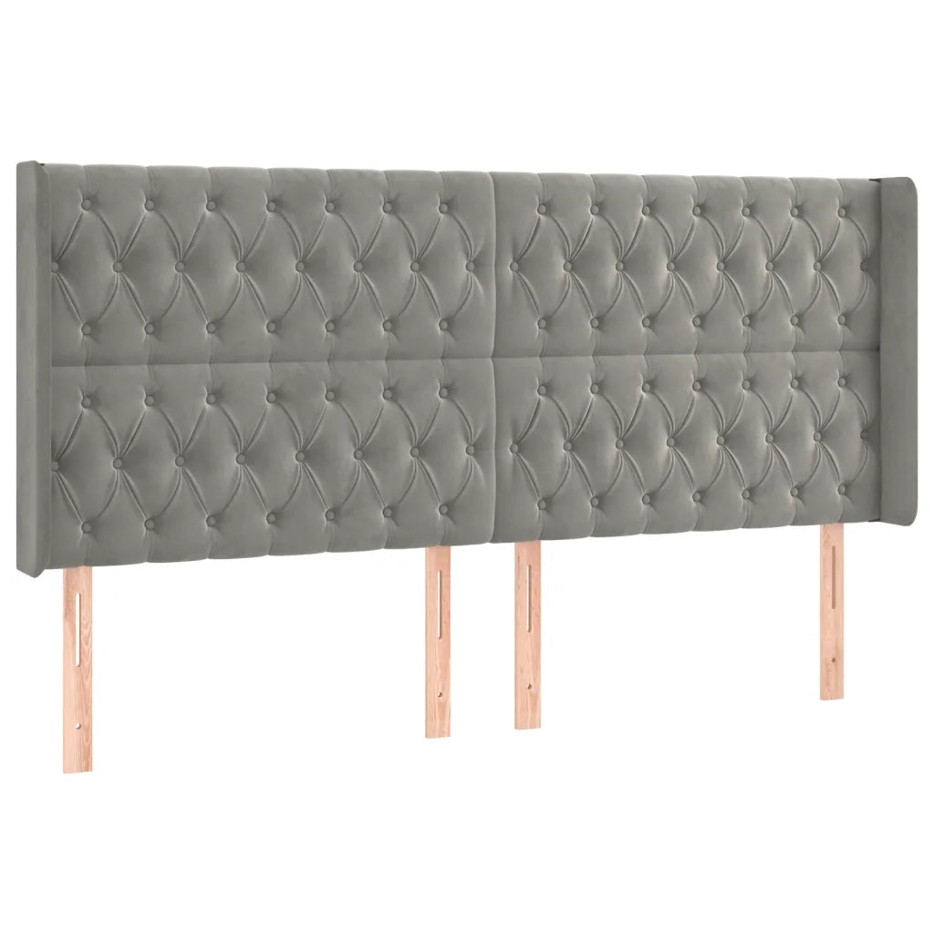 Testiera ad Orecchio Grigio Chiaro 183x16x118/128 cm in Vellutocod mxl 97758