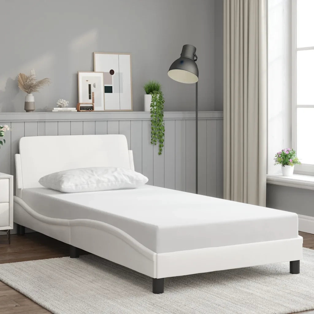 Giroletto-Struttura Letto Dover Bianco 100x200 cm in Similpelle